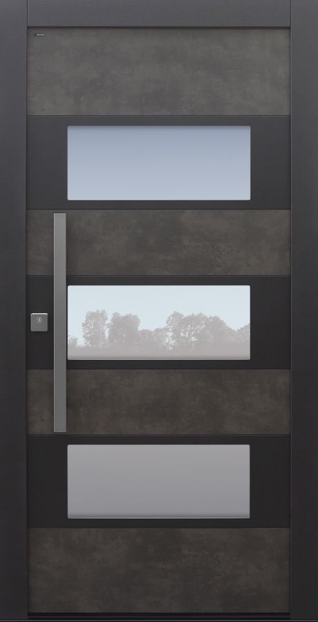 Haustür modern, TOPICcore, grau, Exterior, Prado Agate Grey, Sicherheitstür, passivhaustauglich, besser als Alu, Glas