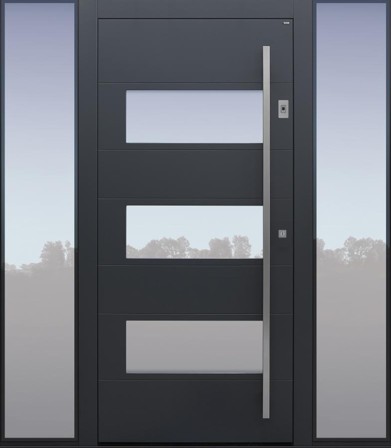 Haustür anthrazit mit Option Designpaket mit Fingerprint mit 2 Seitenteilen BG11 Modell B17