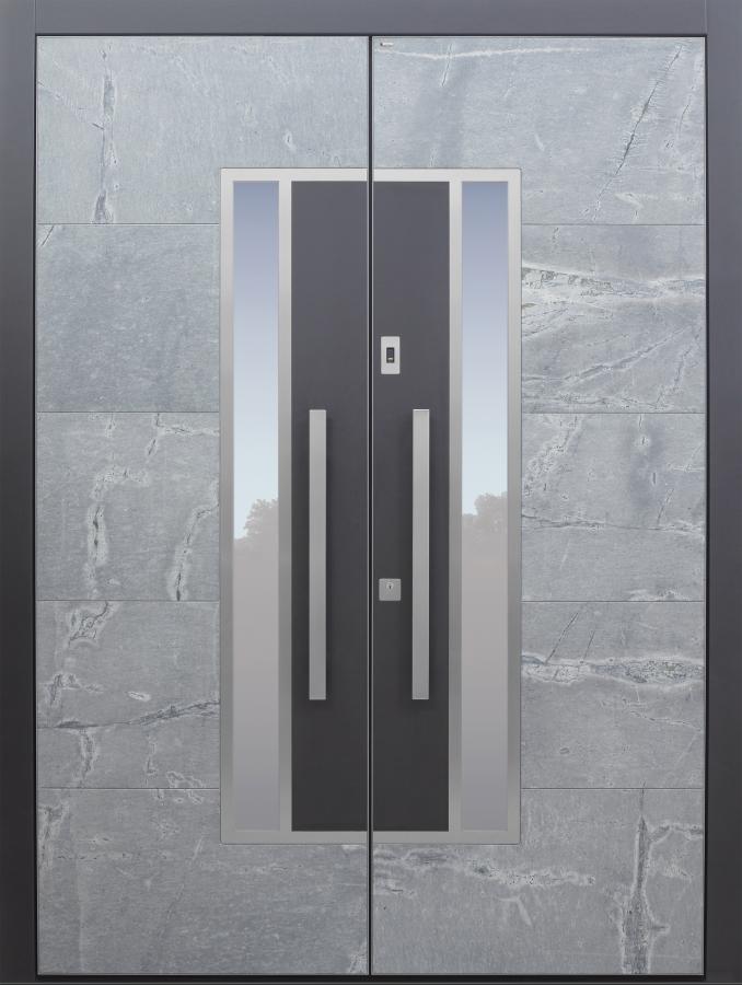 Haustür modern, Stein, anthrazit, TOPICcore, Sicherheitstür, passivhaustauglich, besser als Alu, Glas, Strasser, Atlantis