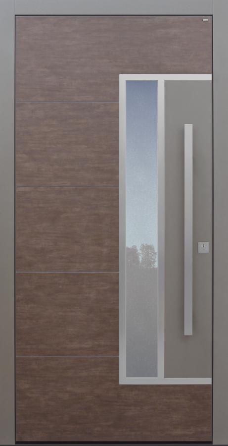 Haustür Keramik braun mit Glas Chinchilla weiß Modell B33
