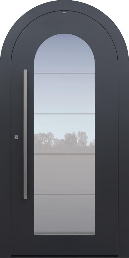 Haustür anthrazit mit Rundbogen mit Verglasung MS4 Modell B34