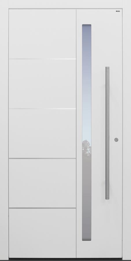 Haustür weiß mit Edelstahllisenen Modell B96