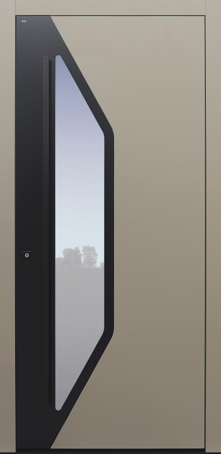 Haustür beige mit Stoßgriff schwarz Modell B700