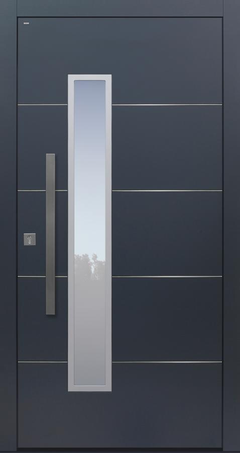 Haustür anthrazit mit Edelstahllisenen Modell B71