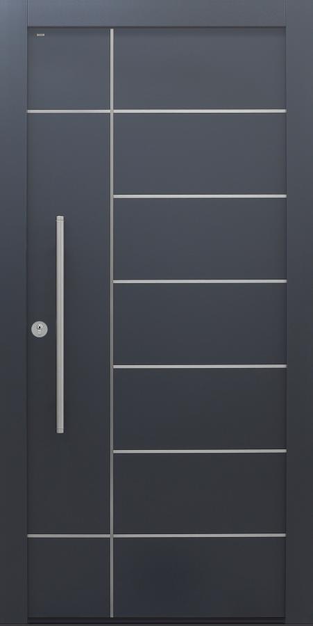 Haustür anthrazit mit Edelstahllisenen statt Spurfräsungen mit Design B908 Modell B9