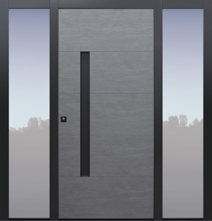 Haustür Keramik Koshi dunkelgrau mit Option Schalengriff & 2 Seitenteilen B1 Modell B9