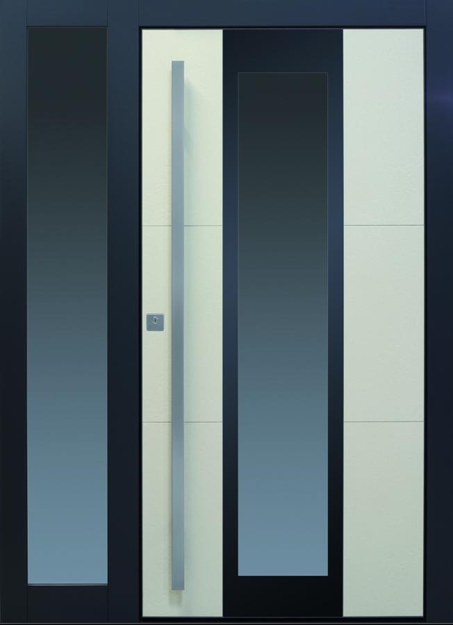 Haustür modern beige anthrazit Keramik, Sicherheitstür, passivhaustauglich, TOPICcore, besser als alu, Glas, Seitenteil