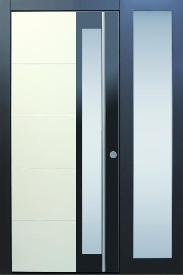 Haustür modern, anthrazit, beige, Keramik, Sicherheitstür, passivhaustauglich, TOPICcore, besser als alu, Glas, Seitenteil