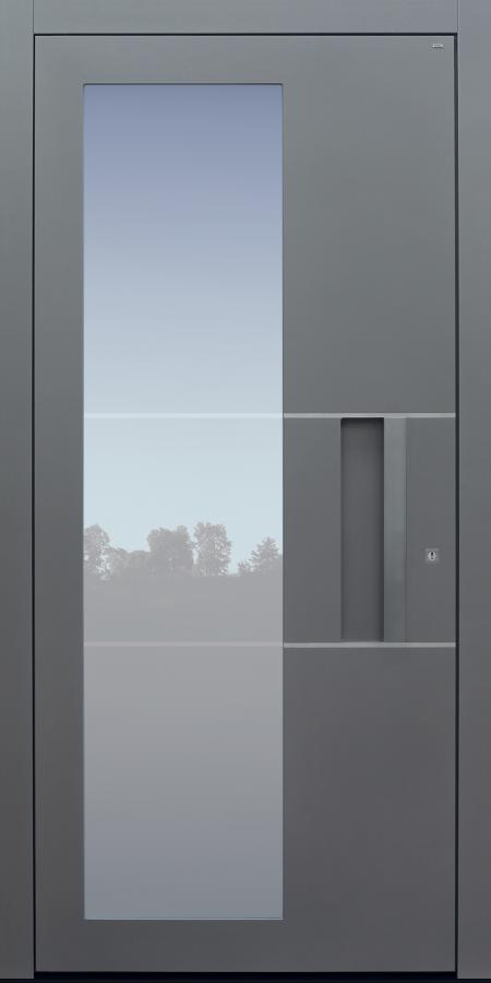 Haustür grau mit Schalengriff Modell B55