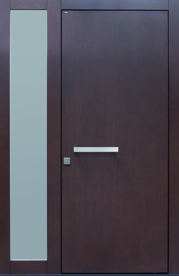 Haustür modern, braun,  TOPICcore, Holz, Edelstahl, Sicherheitstür, passivhaustauglich, besser als alu, Glas