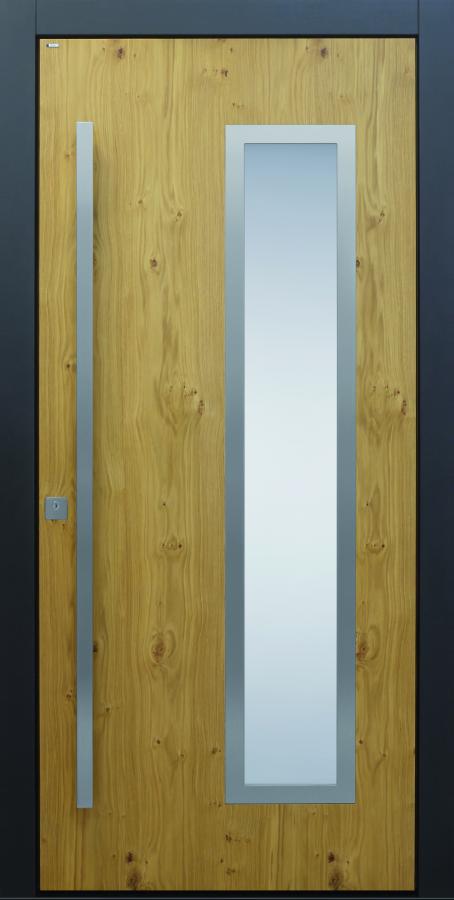 Haustür modern, anthrazit, TOPICcore, Holz, Edelstahl, Sicherheitstür, passivhaustauglich, besser als alu, Glas